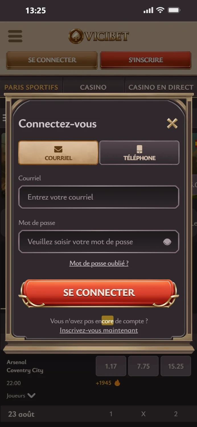 Connexion Vicibet