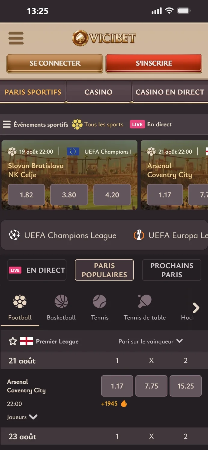 Paris sportifs Vicibet